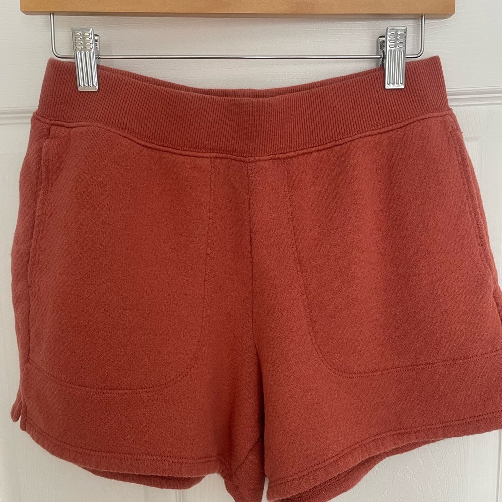 Madewell MWL Airyterry stitched pocket sweatshorts in Brick small